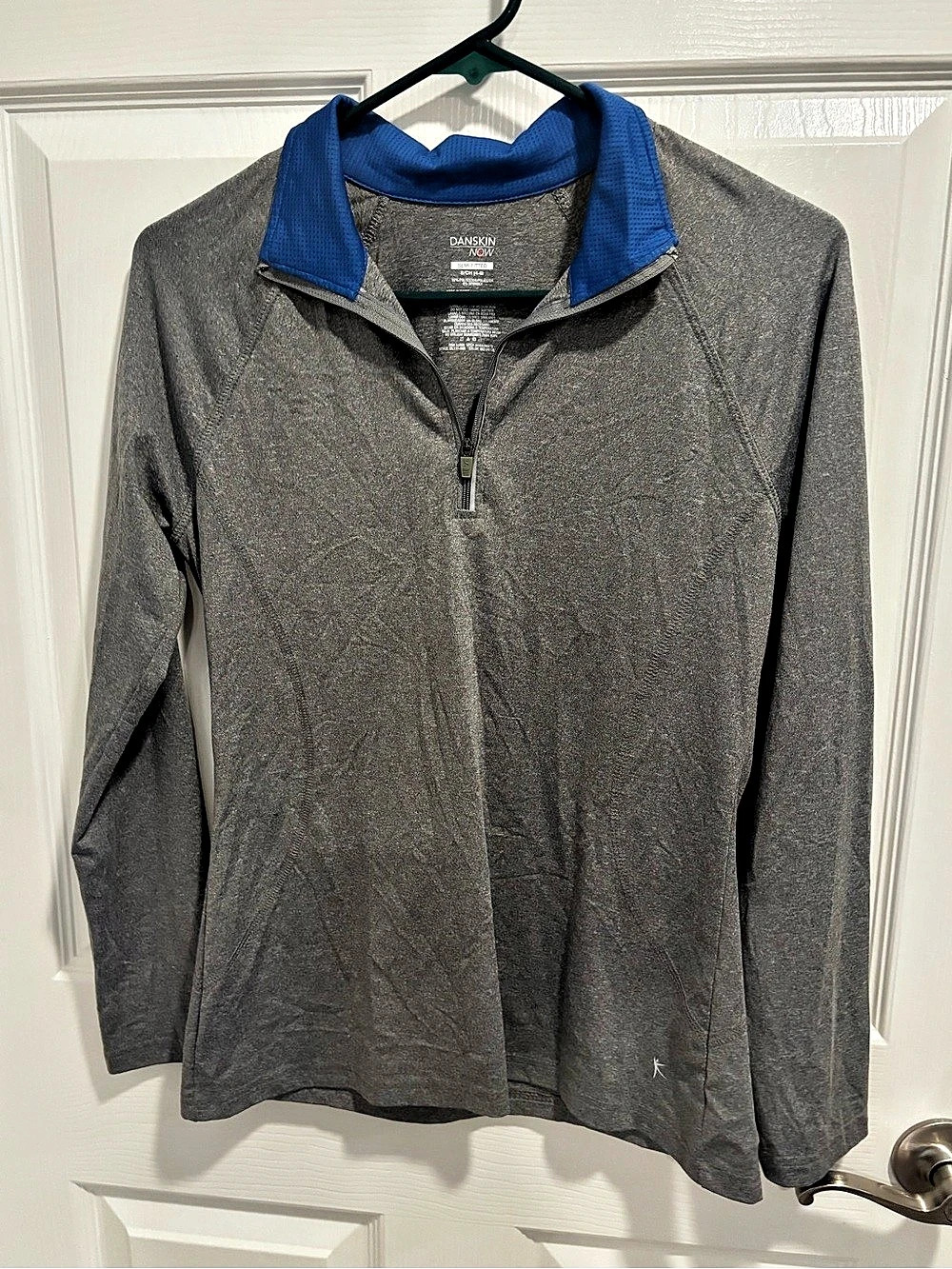 Danskin Now Gray & Blue Half-Zip Pullover Size Small